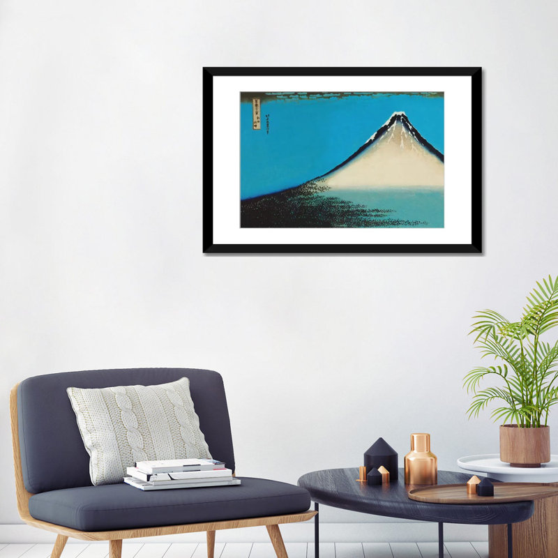 «Mount Fuji» par Katsushika Hokusai, reproduction d'art sur toile, H 16 po x l 24 po x P 1 po, Papier d'art encadré noir