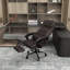 Chaise de bureau brune avec 6 vibrations, réglable, repose-pieds inclinable en similicuir et réglable en hauteur, rétractable