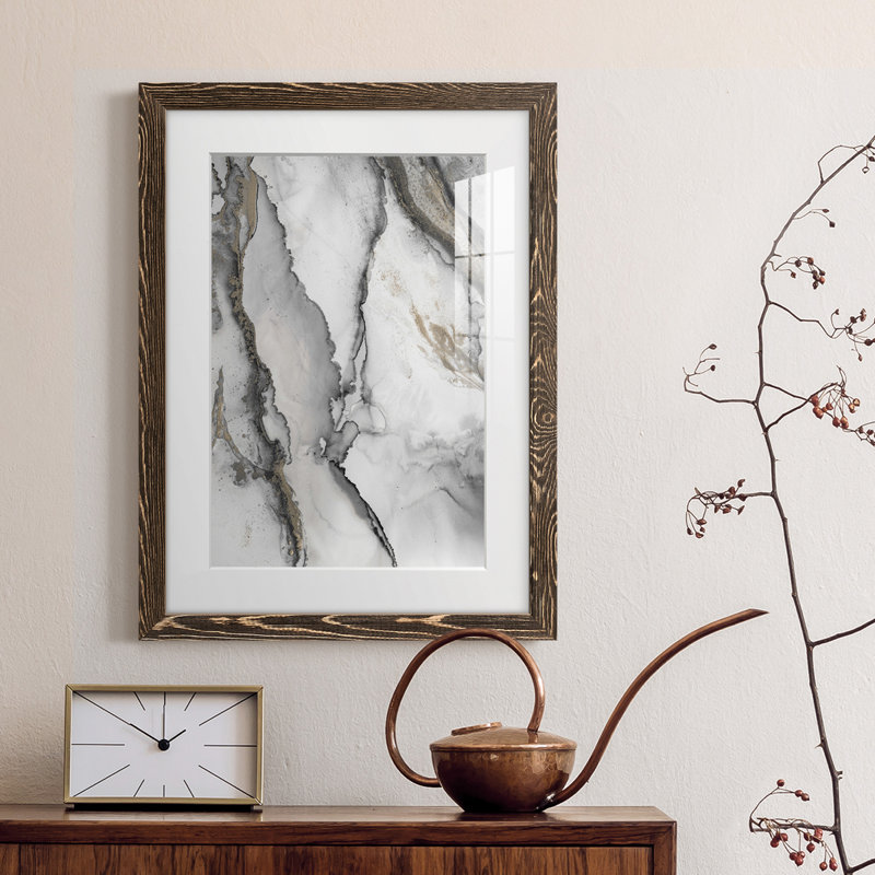«Abstract Ink Fantasy I» - reproduction de cadre photo, Papier avec cadre noyer, H 24 po x l 20 po, Oui