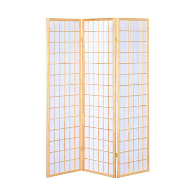 3-Panel Folding Screen Room Divider, Natural Wood, Privacy Screen | Gift Idea by Living Source International