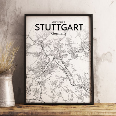 Stuttgart City Map - No Frame Print