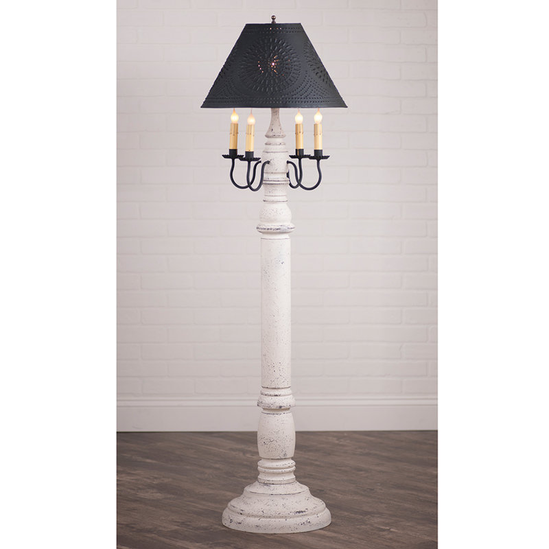Lampe sur pied 60,5 po candélabre Giles, blanc, Noir texturé