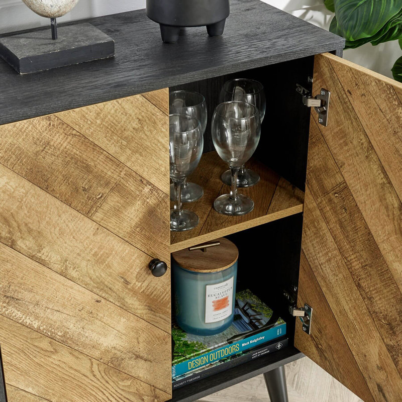 Reiffton 62.5cm Wide 2 Door Internal Shelf Sideboard Unit, Black