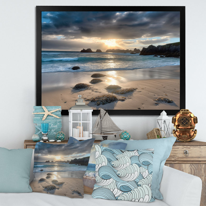 «Beautiful Porthcothan Bay V», reproduction sur toile, Cadre photo noir, H 34 po x l 44 po x P 1,5 po