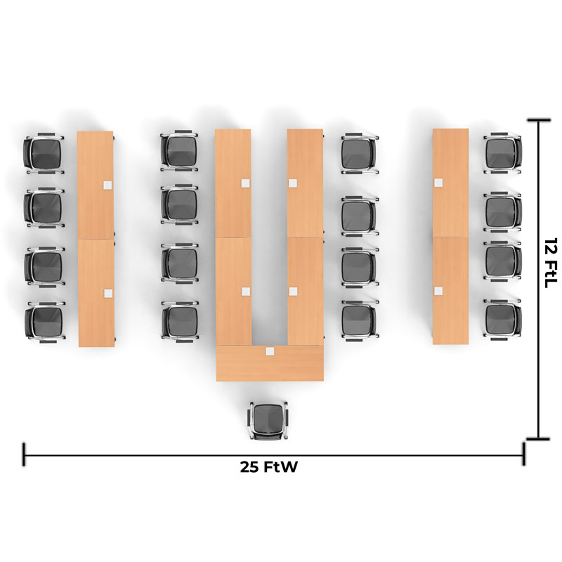 Tables Training Meeting Seminar Classroom 9Pc Beech Folding Industrial Caster Z-Base. Tables Connect.  Modesty Panel, Shelf, Power+Usb Outlet. Fold+Nest For Storage (Seating Not Included).