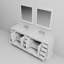 Meuble-lavabo double blanc l 84 po x P 22 po, comptoir en marbre de Carrare, ensemble de robinet et miroirs 34 po