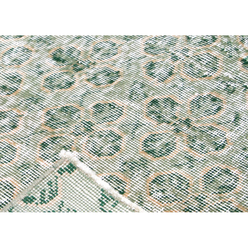 Tapis vert / beige / gris en laine noué à la main de conception unique des années 1960 de taille 6 pi x 9 pi 6 pi 7 po x 9 pi