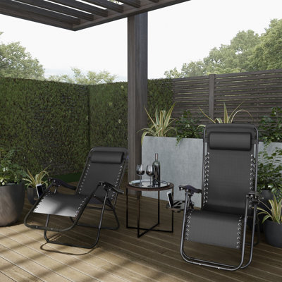 Garett Zero Gravity Chairs - Outdoor Chairs with Side Tables and Cupholders by Lavish Home by Arlmont & Co.