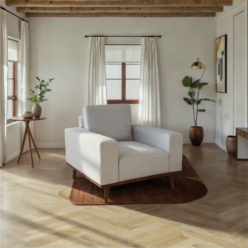 Fauteuil d'appoint Necattin, Polyester crème