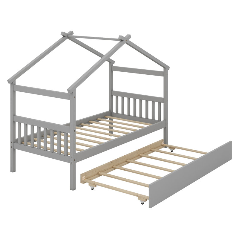 Lit en bois avec couchette, Gris