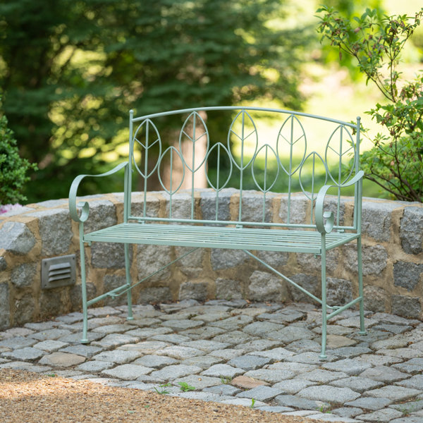 Charlton Home® Debernardo Sage Leaf Metal Garden Bench | Wayfair