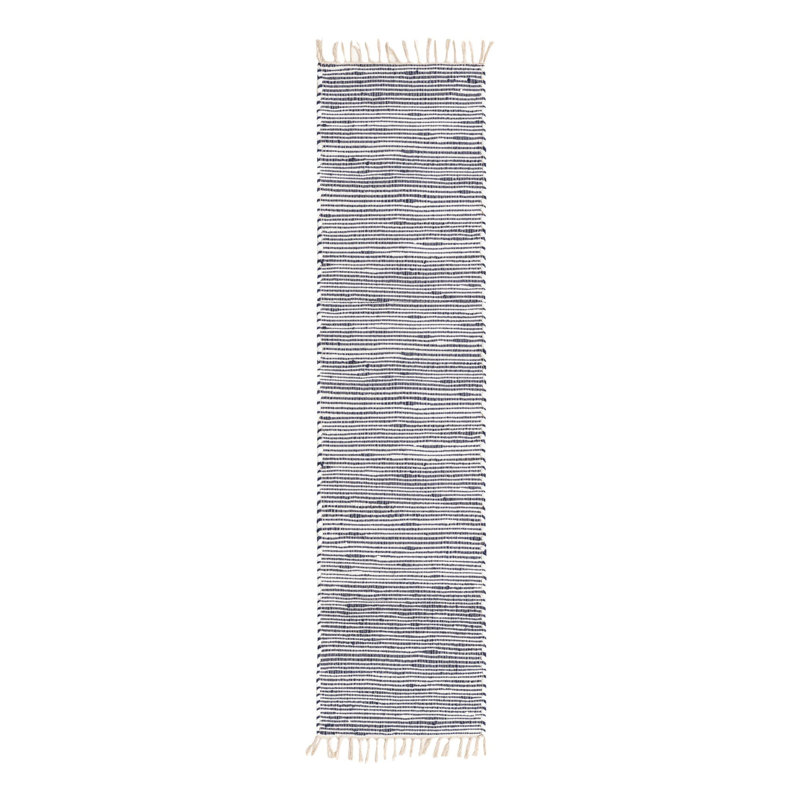 Tapis bleu marine en jute Chindi, Tapis de couloir 2 pi 7 po x 10 pi