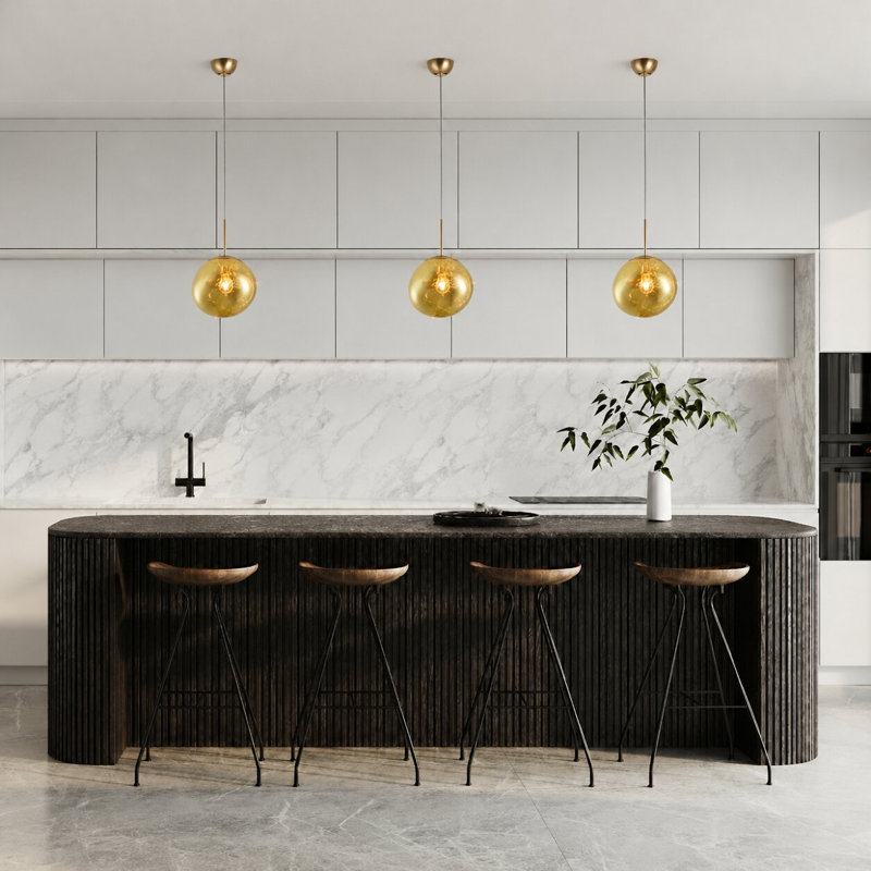 1-Light Gold Pendant With An Acrylic Shade