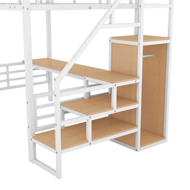 Lit mezzanine en métal avec bureau
