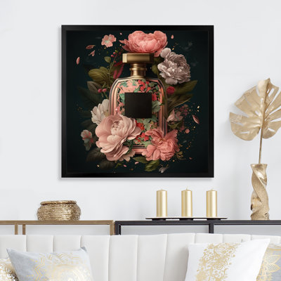 «Elegant Floral Perfume Bottle I», reproduction sur toile