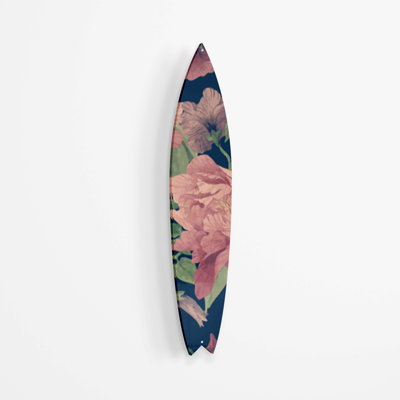 " Retro Peonies Surfboard "