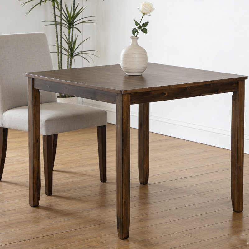 Petite table de salle à manger pour 4, table de cuisine carrée en noyer de 34,5 pouces pour les petits espaces, pieds fuselés modernes, plateau en panneau de fibres à densité moyenne facile à nettoyer et structure en bois massif