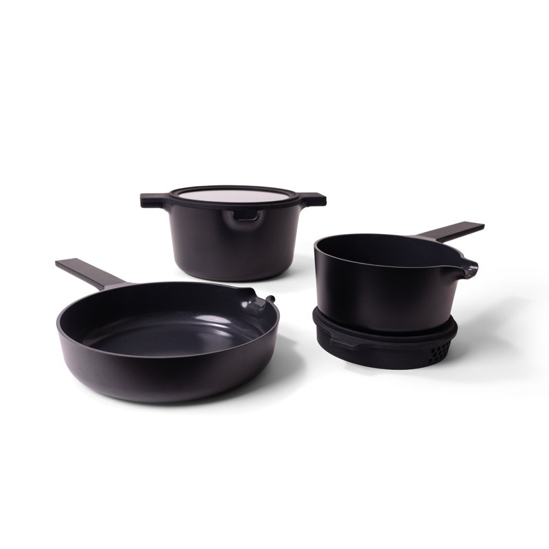 Alva 5-in-1 Black Ceramic Nonstick Cookware Set