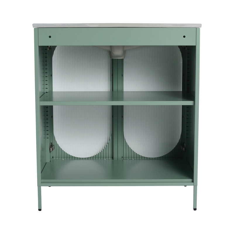 Meuble-lavabo autoportant de 30 po de couleur vert menthe avec construction en acier