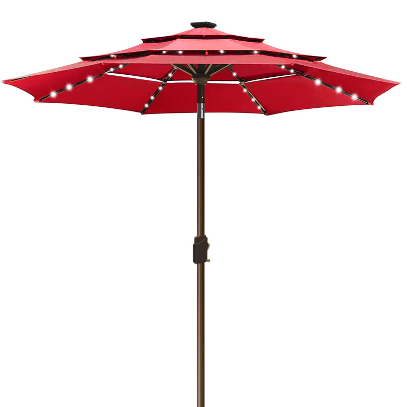 Parasol lumineux 9 pi Keensburg, Rouge