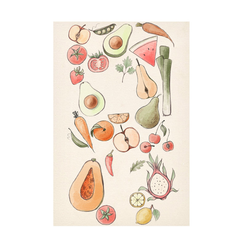 Illustration de légume tropical sur toile par Xuan, H 32 po x l 22 po x P 2 po