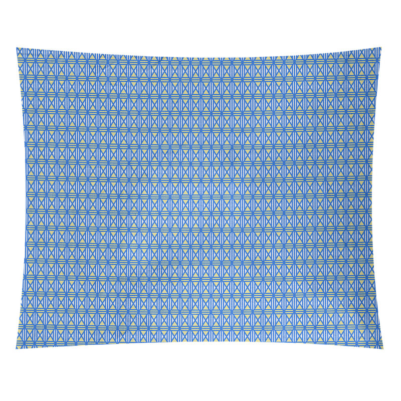 Tapisserie «Avicia Lined Diamonds» par Katelyn Elizabeth, Intérieur, H 54 po x l 63,5 po, Bleu / Orange
