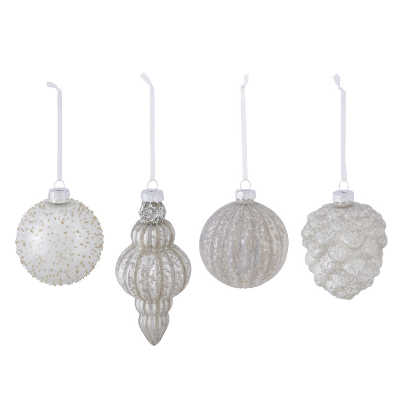 12 Piece Glass Bauble Collection, Champagne