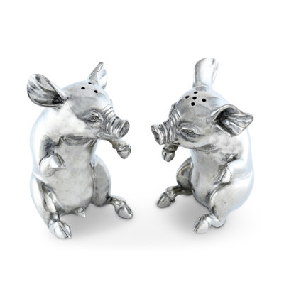 Ensemble salière et poivrière Garden Friends Happy Pewter Pigs