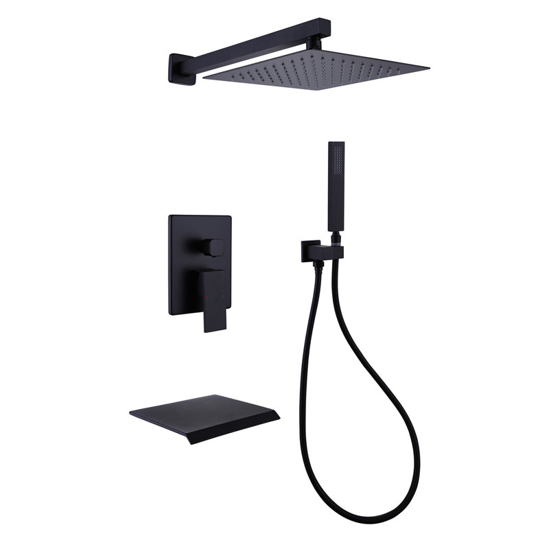 Complete Shower System with Rough in-Valve, Matte Black