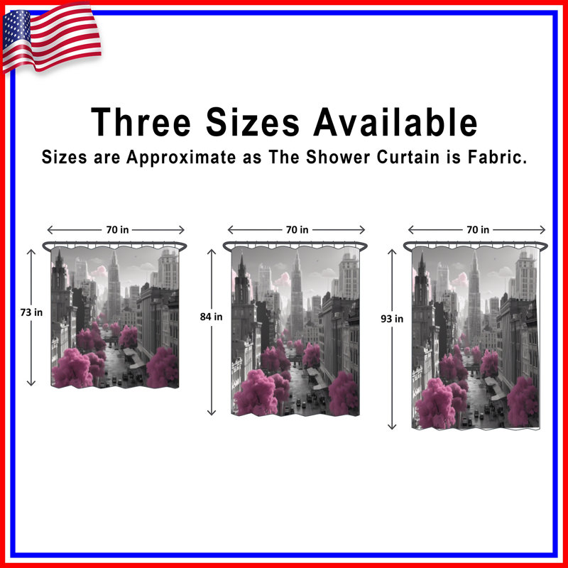 Rideaux de douche Pink Trees Cityscape, 70 po L x 72 po H