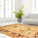One-of-a-Kind Rectangle 6' X 9' New Age Wool Area Rug in Dark Blue/Dark Red/Ivory