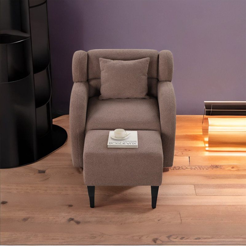 Fauteuil club pivotant avec repose-pieds 33,5 po Richt, Velours brun