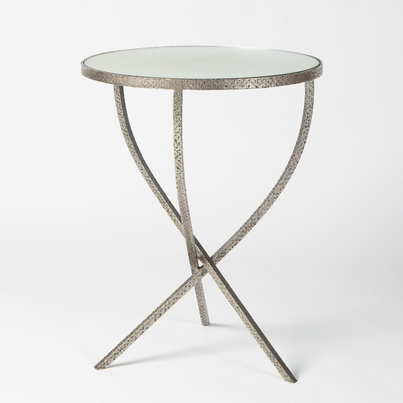 Table de trépied martelée - Sm, Nickel, H 19 po x l 15,25 po x P 15,25 po