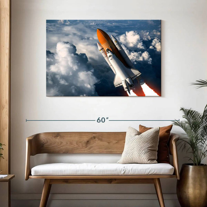 Oberle Cloudy Space Shuttle Flight, 30" H x 45" W