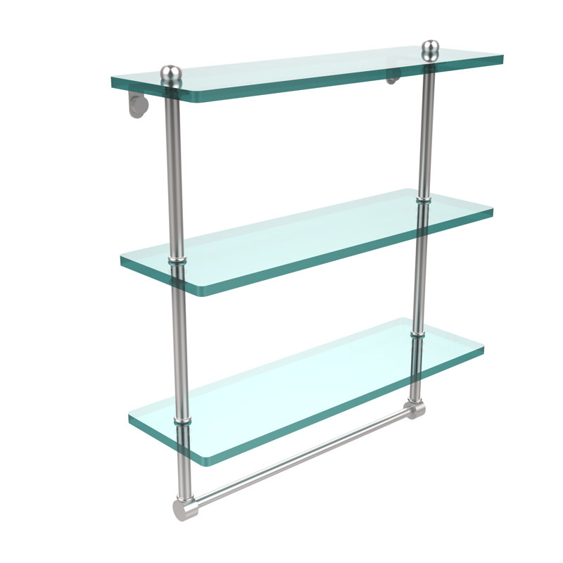 Gober 3 Piece Tiered Shelf with Towel Bar, 16", Satin Chrome