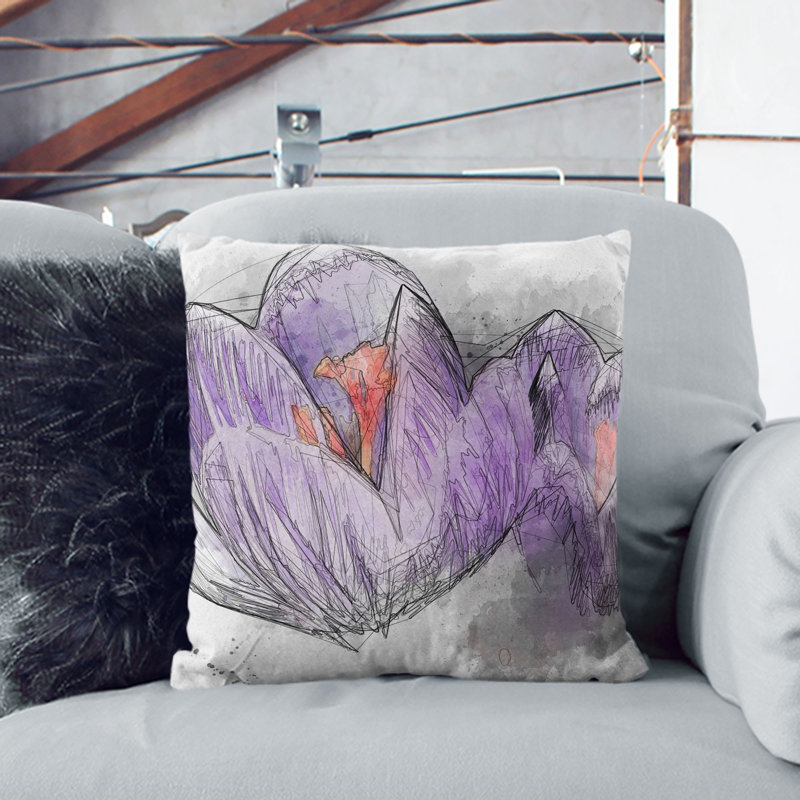 Crocus Flower Cushion with Filling, 55cm H x 55cm W x 20cm D