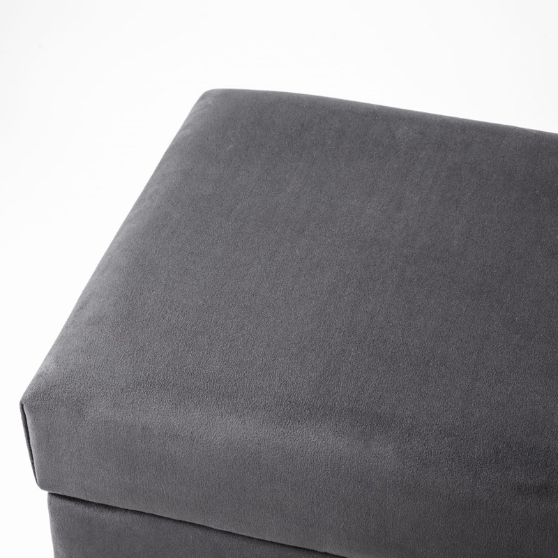 Velvet Upholstered Storage Bench, 47 x 60 x 30 cm