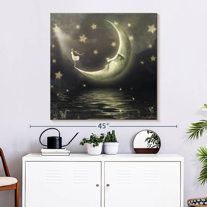 Fille Kelan sur la lune, H 33 po x l 33 po