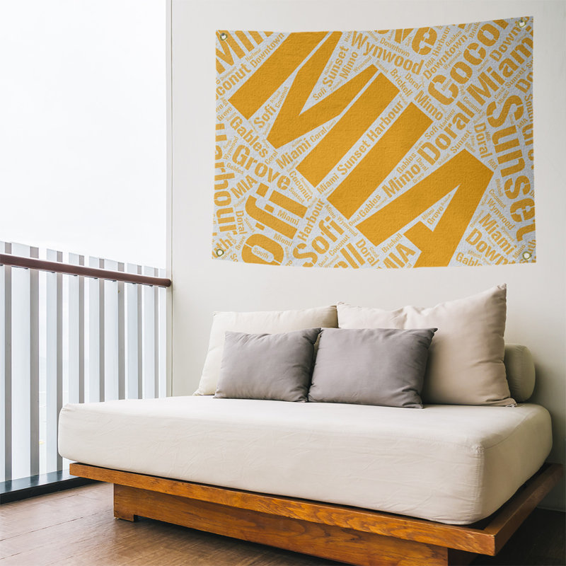 Tapisserie de polyester districts, art word, Miami, H 26 po x l 36 po, Orange