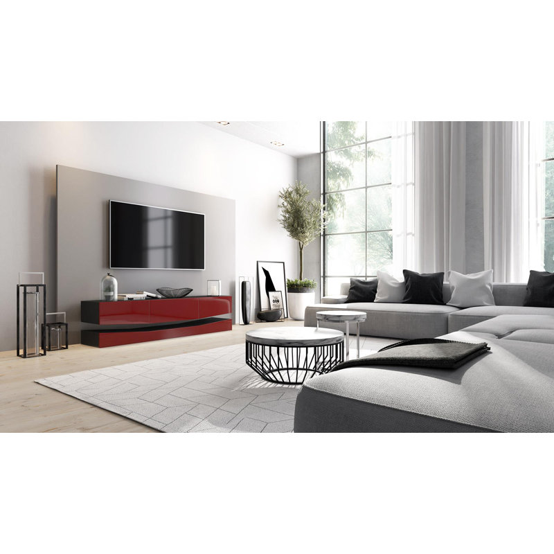 Allegro TV Stand for TVs up to 78", No, Black (Matt)/Burgundy (Glossy)