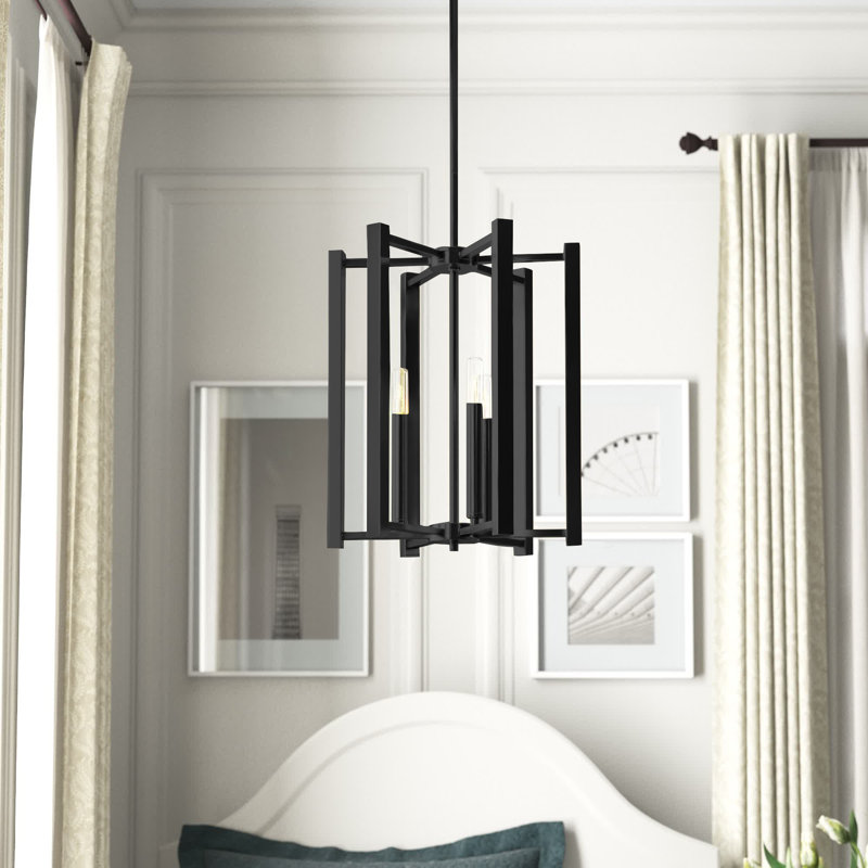Luminaire suspendu carré Brenton, Noir mat, H 16,5 po x l 13 po x P 13 po, Trois lumières