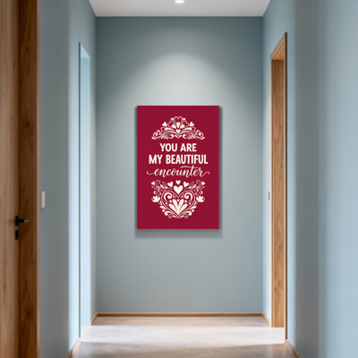 Valentine's Day Heart Floral Pattern With Elegant Script Text