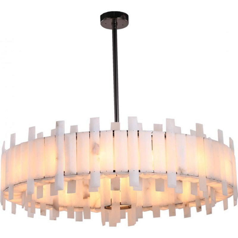 Light Lustre Saturne Round Crown Chandelier, Gold Leaf, Frosted, 14” Diameter x 14” Height