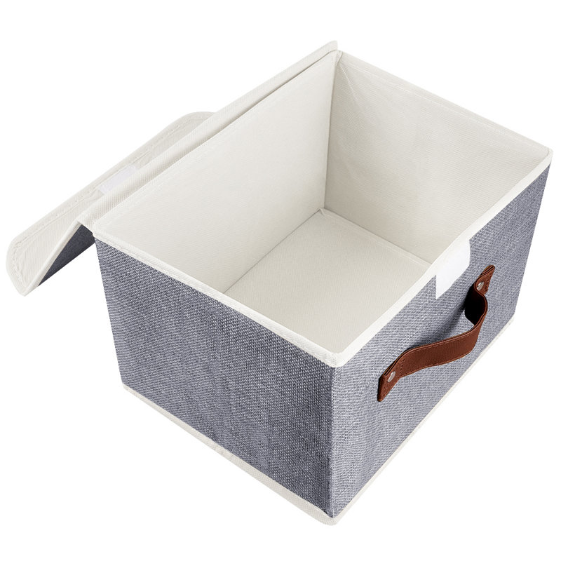 Three Posts™ Baby & Kids Fabric Decorative Bin, 6.7" H x 10.2" W x 7.9" D, Gray