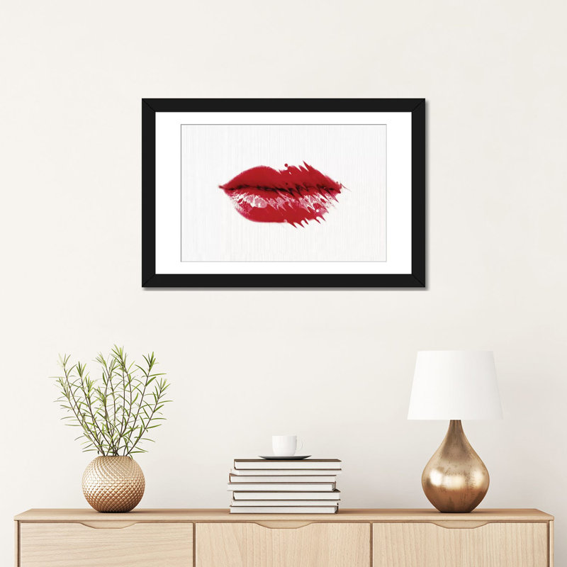 « baiser me baby », reproduction sur toile, H 16 po x l 24 po x P 1 po, Papier d'art encadré noir, Blanc