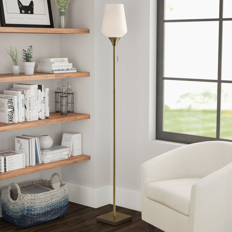 Derry 71'' Torchiere Floor Lamp, Antique Brass