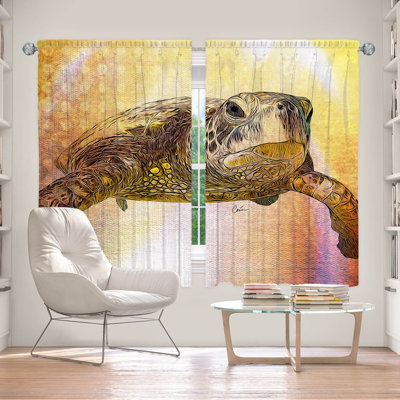 Rideau simple occultant et isolant avec passe-tringle 4 pièces Sea Turtle
