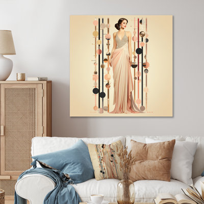 Art nouveau, impression élégante en rose et beige