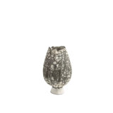 Crackled Footed Vase-Black Raku