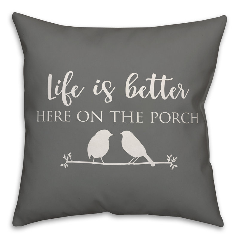 Outdoor Throw Pillow, Gray/White, 18" x 18"